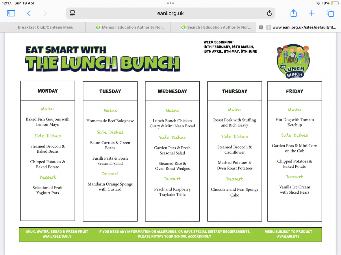 Canteen Menu 2025-6