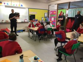 Fire fighters come to visit Primary 5