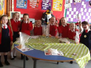 Primary three decorated Easter eggs.
