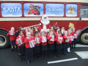 Primary 1 Visit Santa on his bus!